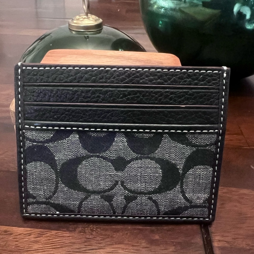Coach Signature Chambray Denim Slim ID Card Case - CH100